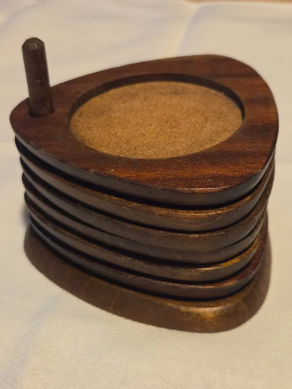 7 Piece Mid Century Wooden Teardrop Coaster Set